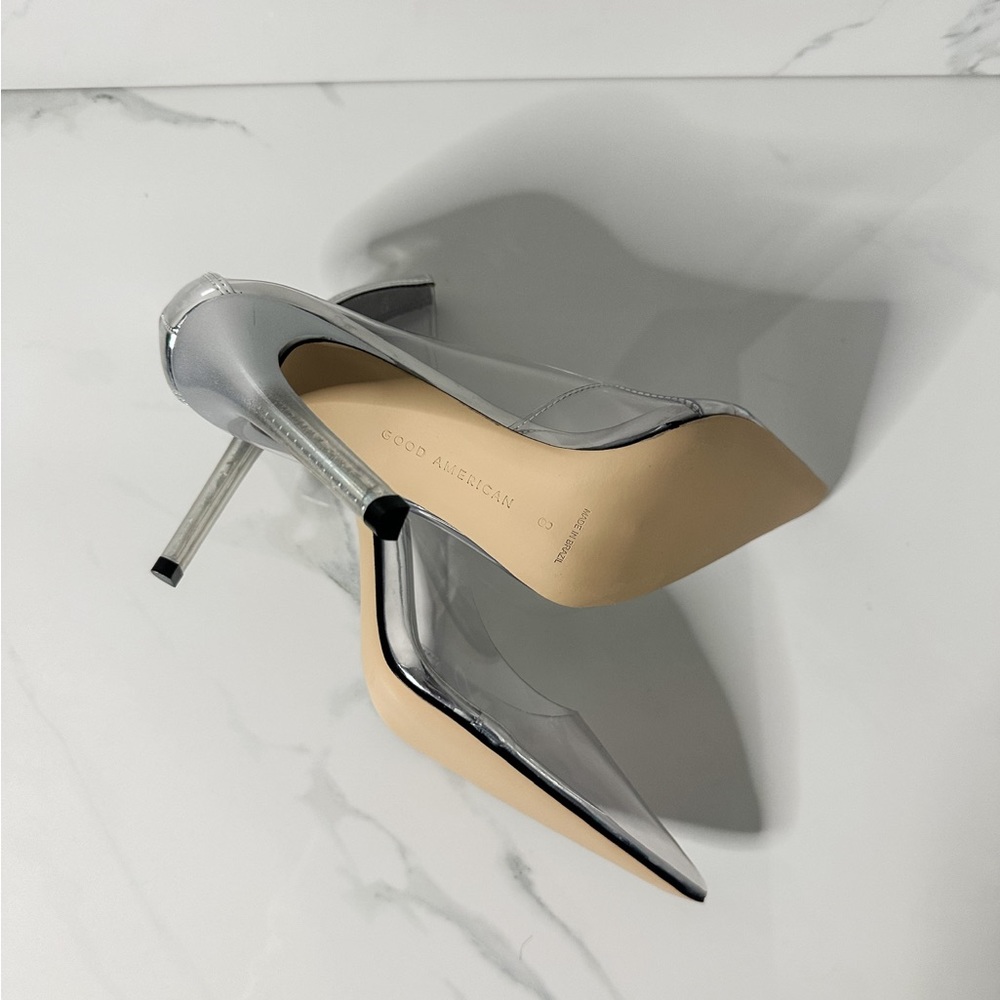 Good American Clear PVC Pointed Toe Kitten Heels - Picture 4 of 6